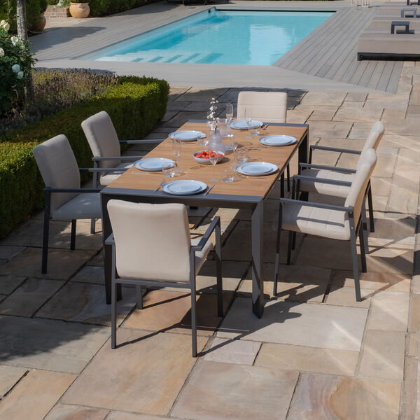 Maze - Jakarta Teak Extending 6 - 10 Seat Rectangular Dining Table with 10 Ibiza Oatmeal Dining Chairs product image