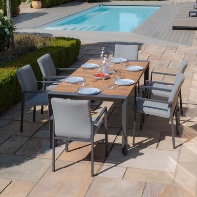 Maze - Jakarta Teak Extending 6 - 10 Seat Rectangular Dining Table with 10 Ibiza Zinc Grey Dining Chairs product image