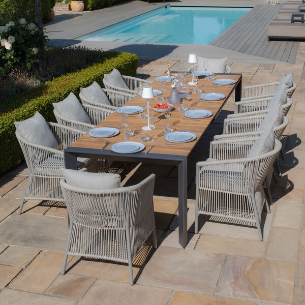 Maze - Jakarta Teak Extending 6 - 10 Seat Rectangular Dining Table with 10 Maldives Rope Weave Dining Chairs product image