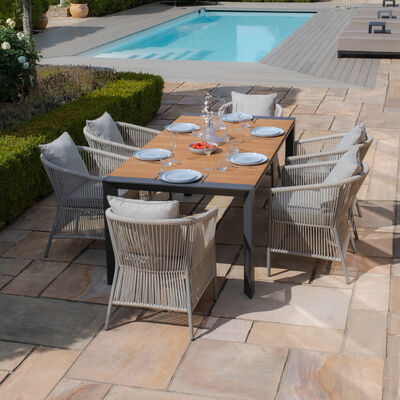 Maze - Jakarta Teak Extending 6 - 10 Seat Rectangular Dining Table with 10 Maldives Rope Weave Dining Chairs product image