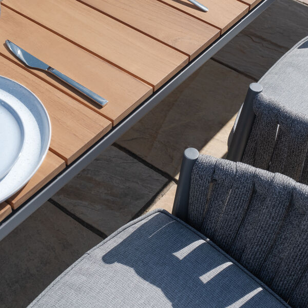 Maze - Jakarta Teak Extending 6 - 10 Seat Rectangular Dining Table with 10 Milan Charcoal Rope Weave Dining Chairs product image