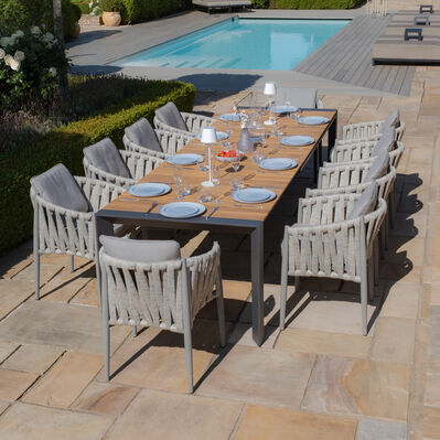 Maze - Jakarta Teak Extending 6 - 10 Seat Rectangular Dining Table with 10 Milan Cool Linen Rope Weave Dining Chairs product image