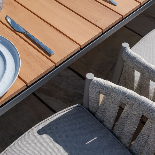 Maze - Jakarta Teak Extending 6 - 10 Seat Rectangular Dining Table with 10 Milan Cool Linen Rope Weave Dining Chairs product image