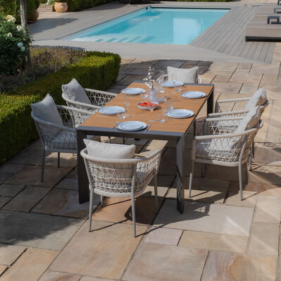 Maze - Jakarta Teak Extending 6 - 10 Seat Rectangular Dining Table with 10 Monaco Cool Linen Rope Weave Dining Chairs product image