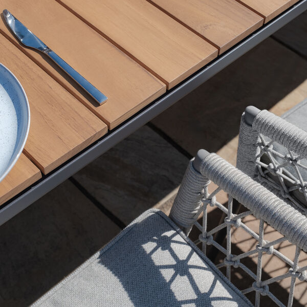 Maze - Jakarta Teak Extending 6 - 10 Seat Rectangular Dining Table with 10 Monaco Cool Linen Rope Weave Dining Chairs product image