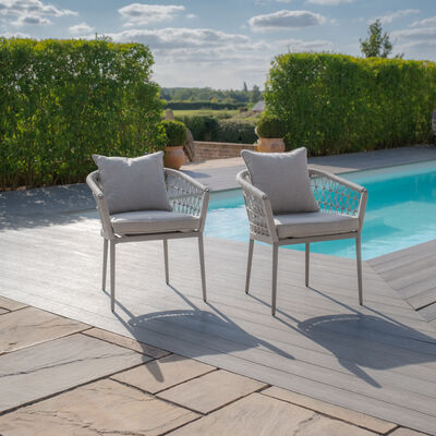 Maze - Jakarta Teak Extending 6 - 10 Seat Rectangular Dining Table with 10 Monaco Cool Linen Rope Weave Dining Chairs product image