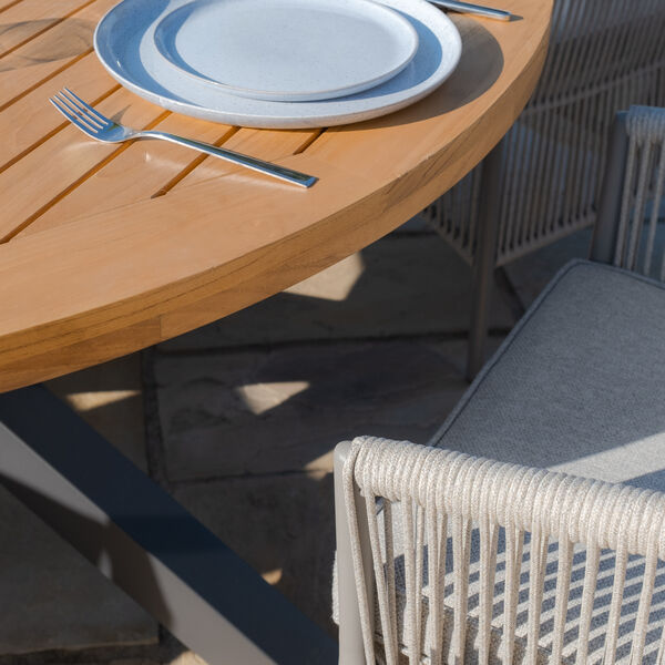 Maze - Jakarta Teak Round Dining Table with 6 Maldives Rope Weave Dining Chairs product image