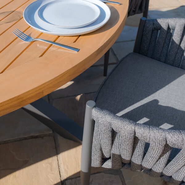 Maze - Jakarta Teak Round Dining Table with 6 Milan Charcoal Rope Weave Dining Chairs product image