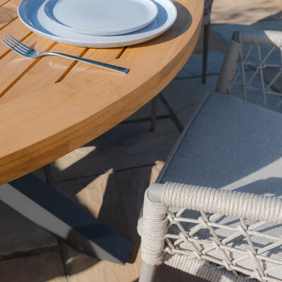 Maze - Jakarta Teak Round Dining Table with 6 Monaco Cool Linen Rope Weave Dining Chairs product image