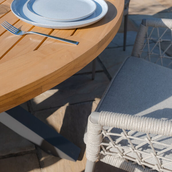 Maze - Jakarta Teak Round Dining Table with 6 Monaco Cool Linen Rope Weave Dining Chairs product image