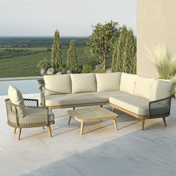Maze - Bali Rope Weave Corner Sofa Set & Armchair with Large Square Coffee Table product image