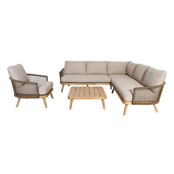 Maze - Bali Rope Weave Corner Sofa Set & Armchair with Large Square Coffee Table product image