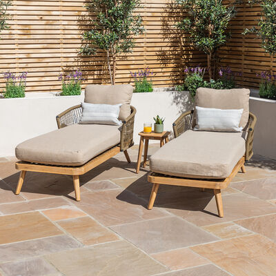 Maze - Bali Rope Weave Double Sunlounger Set with Small Square Coffee Table product image