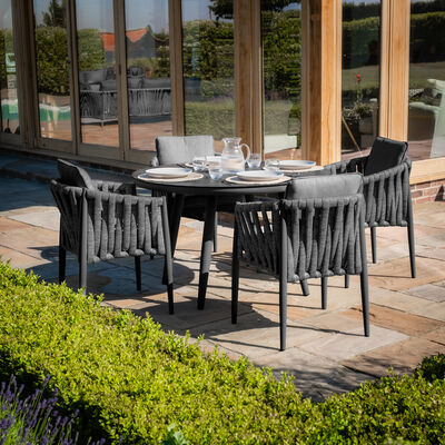 Maze - Milan Rope Weave 4 Seat Round Dining Set with Lazy Susan - Charcoal product image