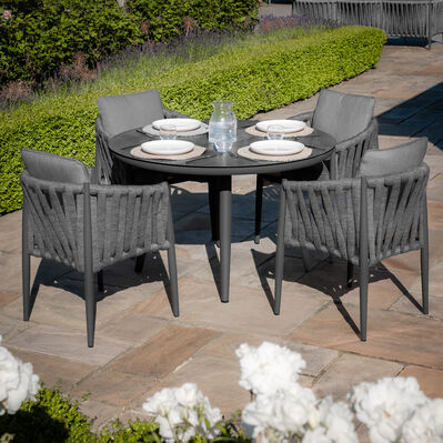 Maze - Milan Rope Weave 4 Seat Round Dining Set with Lazy Susan - Charcoal product image