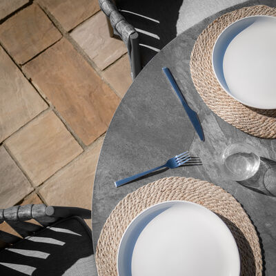 Maze - Milan Rope Weave 4 Seat Round Dining Set with Lazy Susan - Charcoal product image