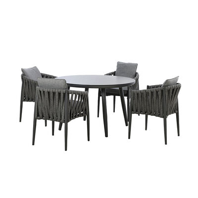 Maze - Milan Rope Weave 4 Seat Round Dining Set with Lazy Susan - Charcoal product image
