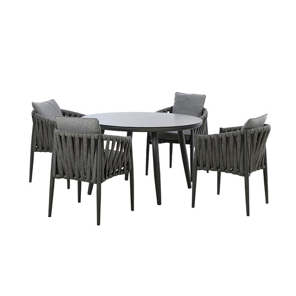 Maze - Milan Rope Weave 4 Seat Round Dining Set with Lazy Susan - Charcoal product image