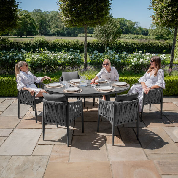 Maze - Milan Rope Weave 6 Seat Oval Dining Set with Lazy Susan - Charcoal product image