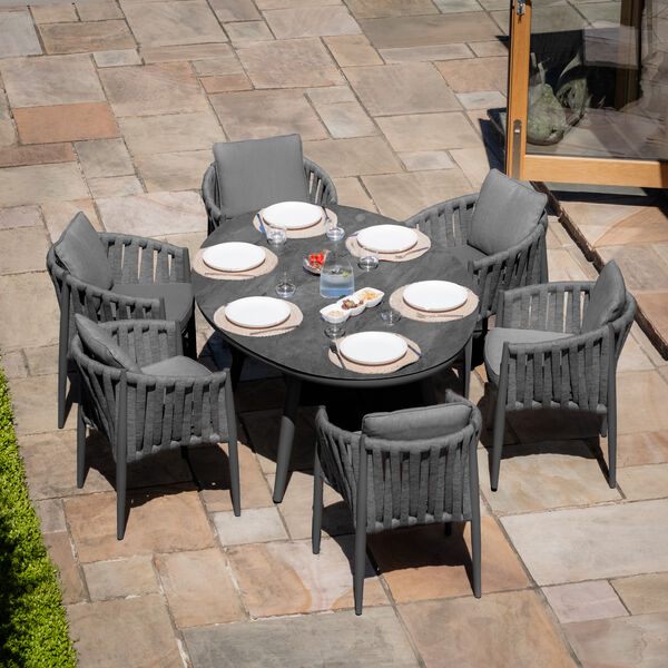 Maze - Milan Rope Weave 6 Seat Oval Dining Set with Lazy Susan - Charcoal product image