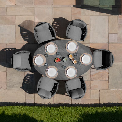 Maze - Milan Rope Weave 6 Seat Oval Dining Set with Lazy Susan - Charcoal product image