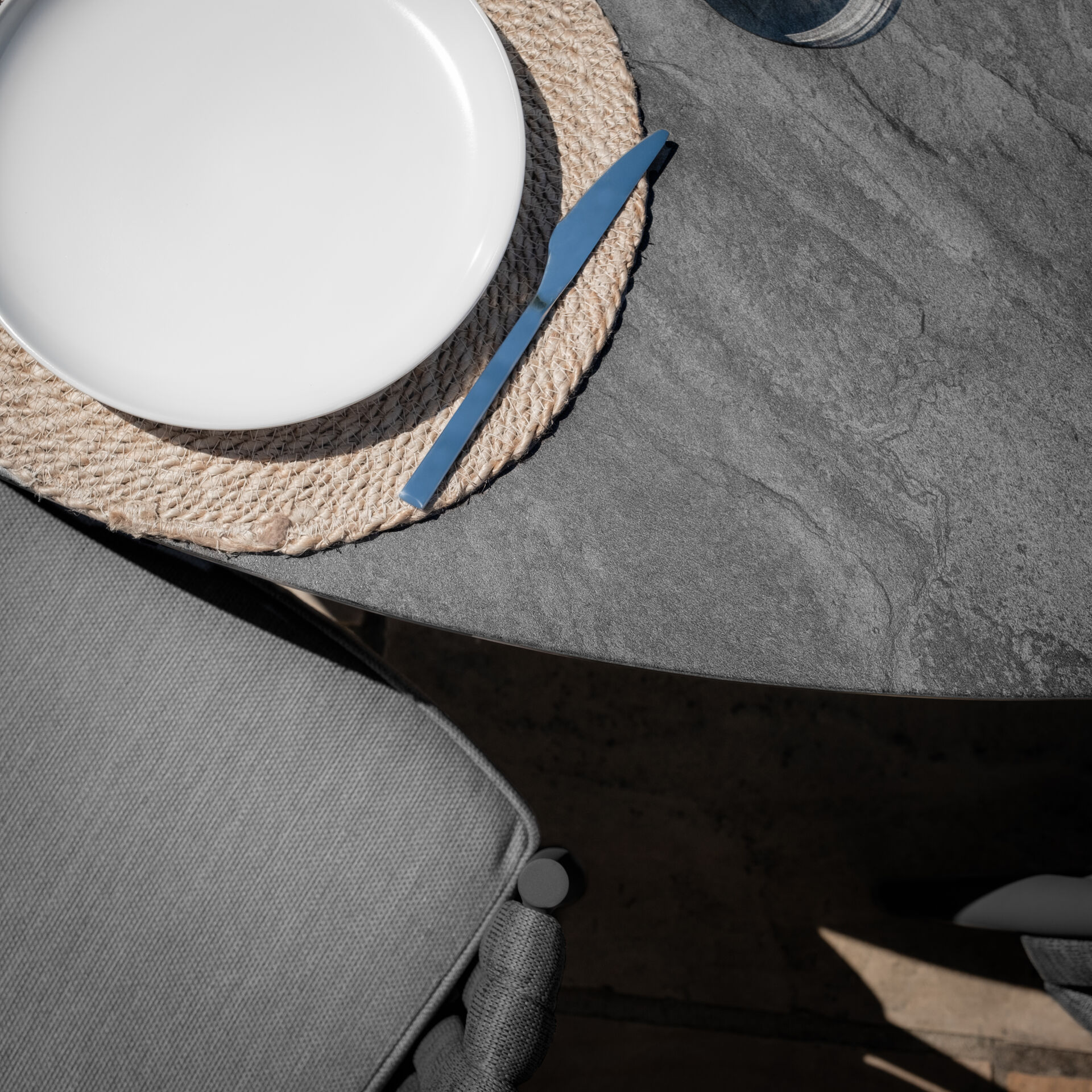 Maze - Milan Rope Weave 6 Seat Oval Dining Set with Lazy Susan - Charcoal product image