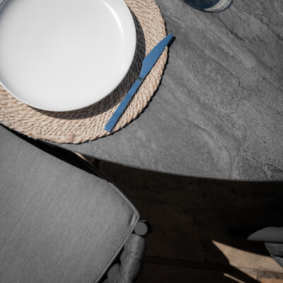 Maze - Milan Rope Weave 6 Seat Oval Dining Set with Lazy Susan - Charcoal product image
