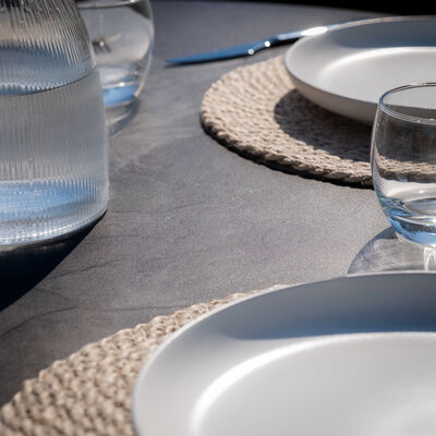Maze - Milan Rope Weave 6 Seat Oval Dining Set with Lazy Susan - Charcoal product image