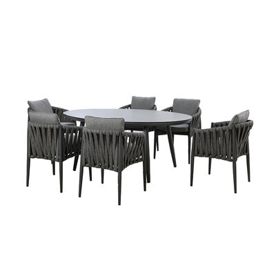 Maze - Milan Rope Weave 6 Seat Oval Dining Set with Lazy Susan - Charcoal product image