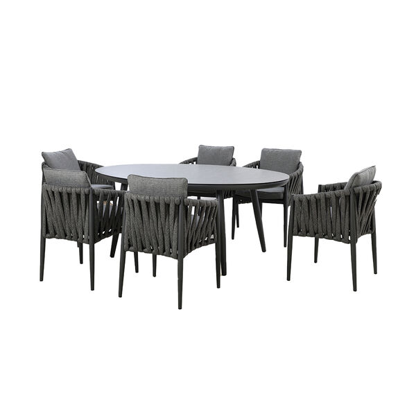 Maze - Milan Rope Weave 6 Seat Oval Dining Set with Lazy Susan - Charcoal product image