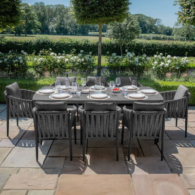 Maze - Milan Rope Weave 8 Seat Rectangular Dining Set - Charcoal product image