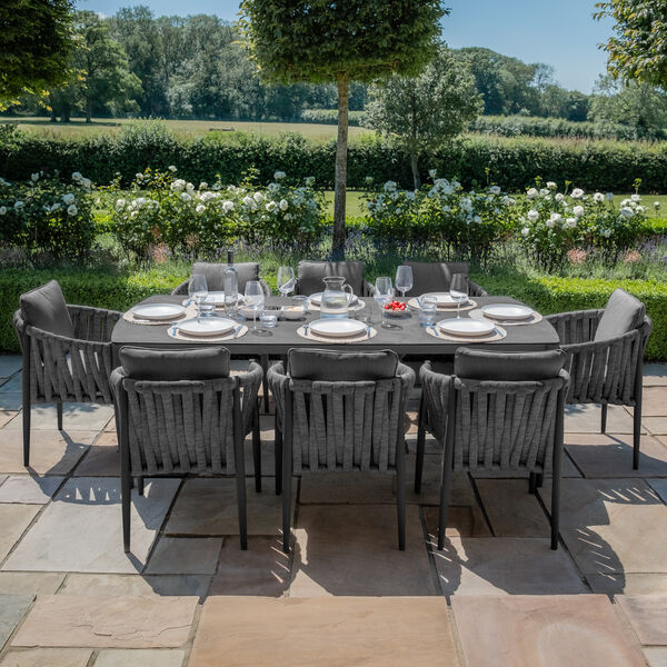 Maze - Milan Rope Weave 8 Seat Rectangular Dining Set - Charcoal product image