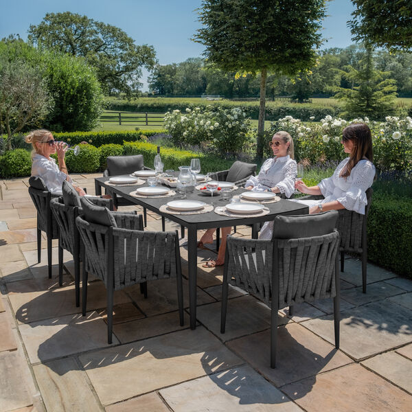 Maze - Milan Rope Weave 8 Seat Rectangular Dining Set - Charcoal product image