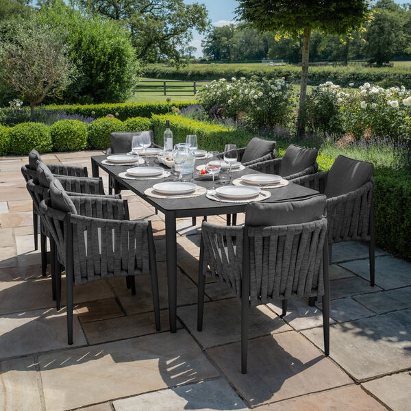 Maze - Milan Rope Weave 8 Seat Rectangular Dining Set - Charcoal product image