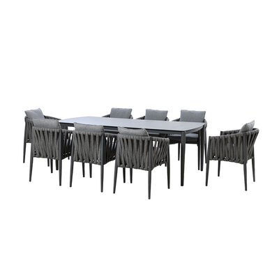 Maze - Milan Rope Weave 8 Seat Rectangular Dining Set - Charcoal product image