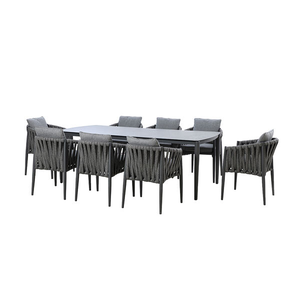 Maze - Milan Rope Weave 8 Seat Rectangular Dining Set - Charcoal product image
