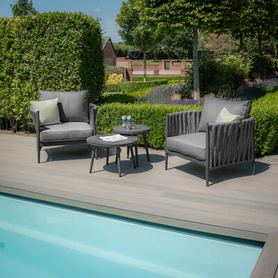 Maze - Milan Rope Weave Lounge Set with 2 Round Coffee Tables - Charcoal product image