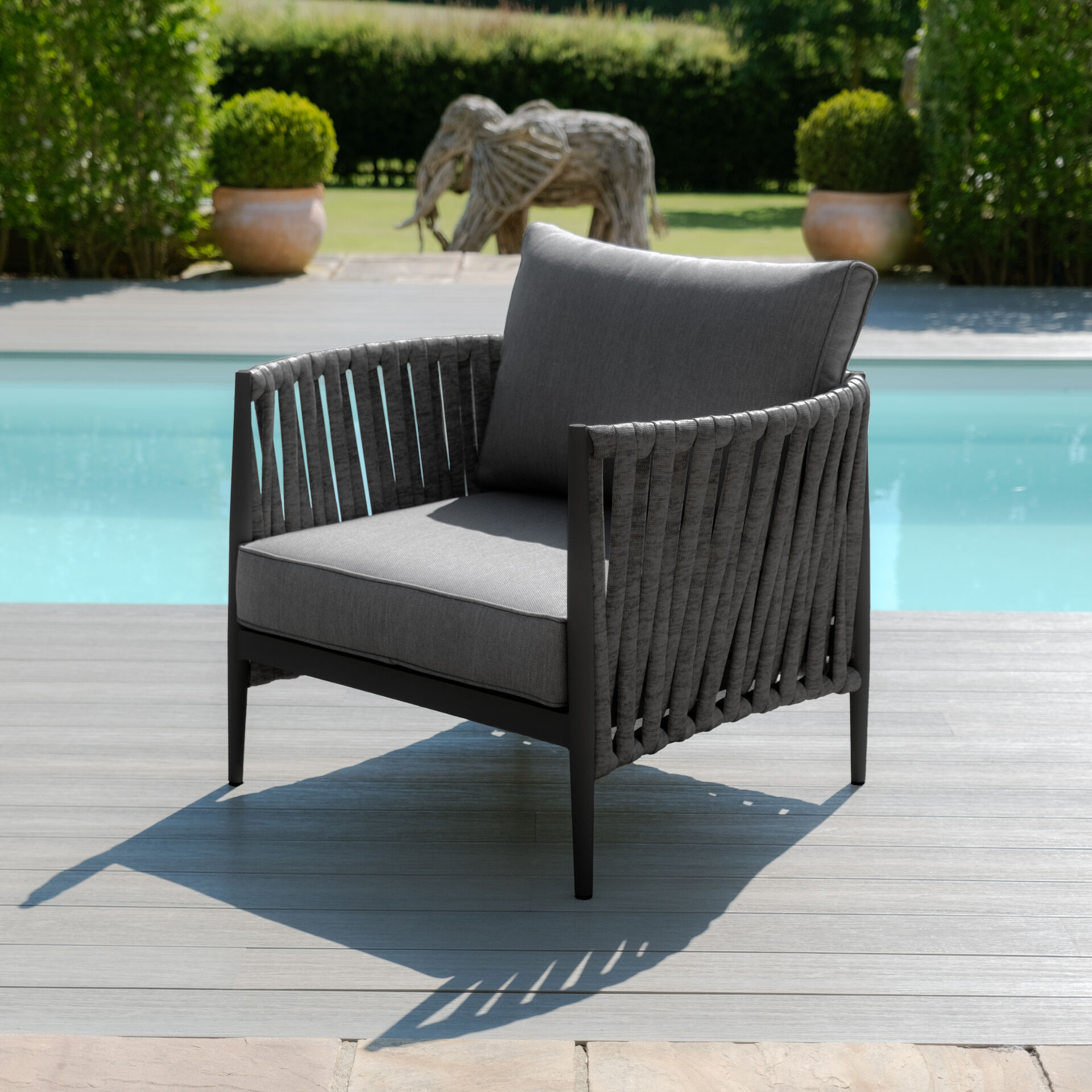 Maze - Milan Rope Weave Lounge Set with 2 Round Coffee Tables - Charcoal product image