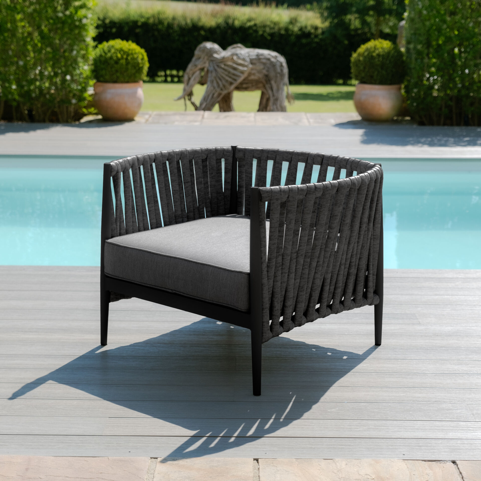 Maze - Milan Rope Weave Lounge Set with 2 Round Coffee Tables - Charcoal product image