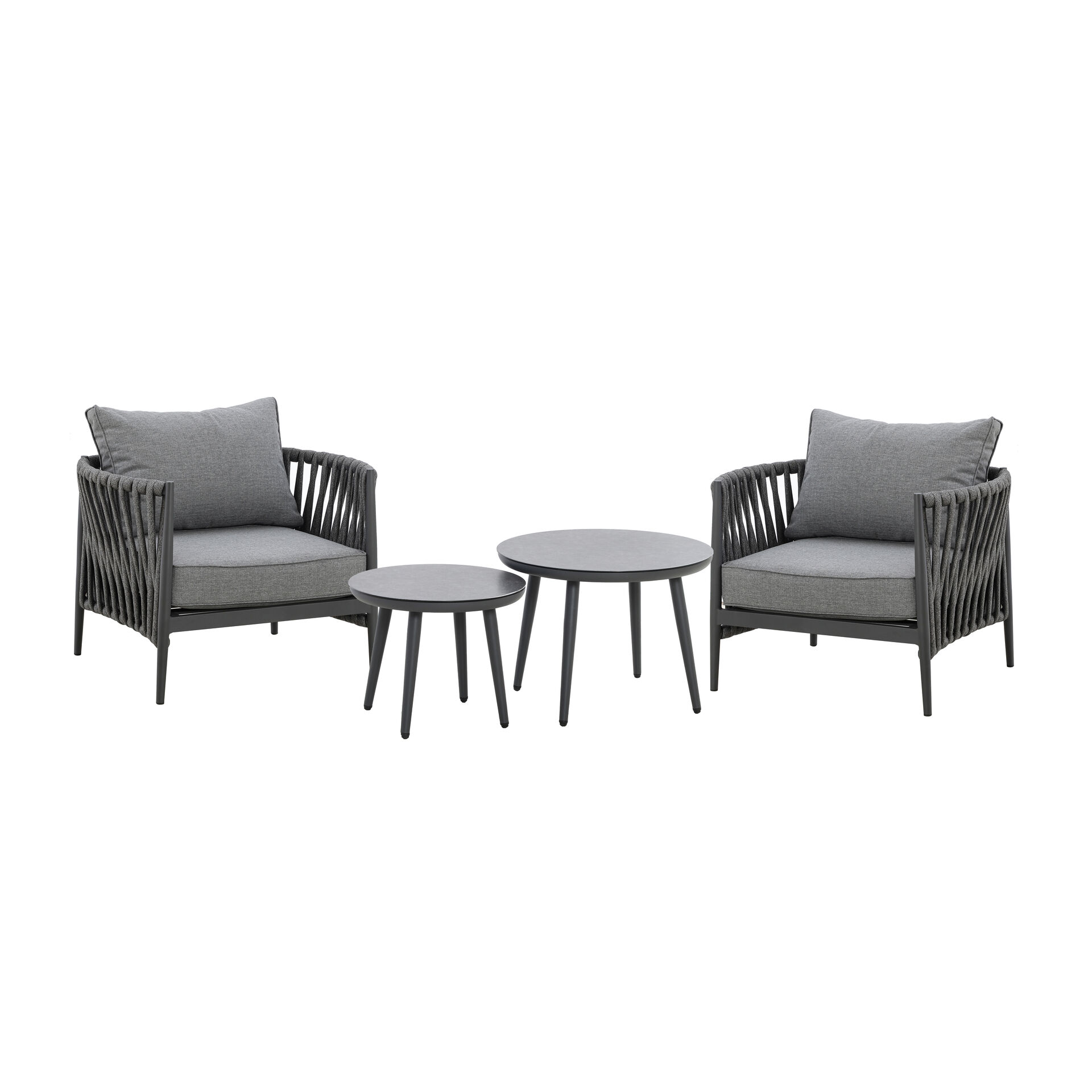 Maze - Milan Rope Weave Lounge Set with 2 Round Coffee Tables - Charcoal product image