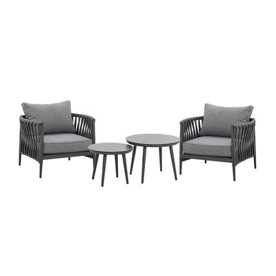 Maze - Milan Rope Weave Lounge Set with 2 Round Coffee Tables - Charcoal product image
