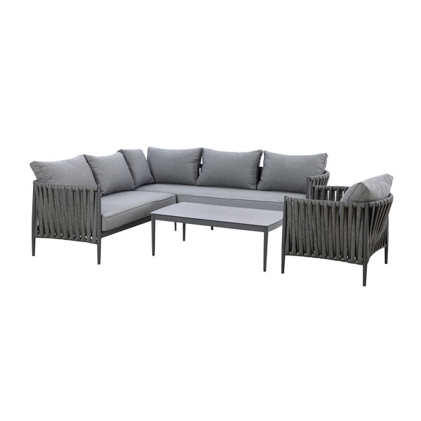 Maze - Milan Rope Weave Small Corner with Rectangular Coffee Table & Armchair - Charcoal product image