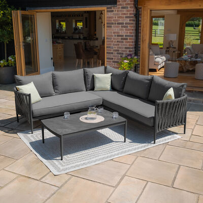 Maze - Milan Rope Weave Small Corner with Rectangular Coffee Table - Charcoal product image