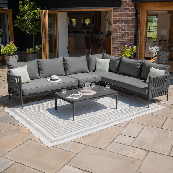 Maze - Milan Rope Weave Large Corner with Rectangular Coffee Table - Charcoal product image