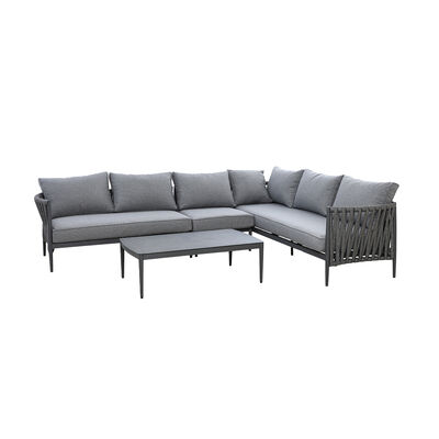 Maze - Milan Rope Weave Large Corner with Rectangular Coffee Table - Charcoal product image