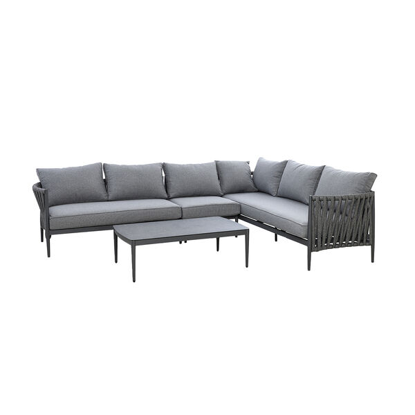 Maze - Milan Rope Weave Large Corner with Rectangular Coffee Table - Charcoal product image