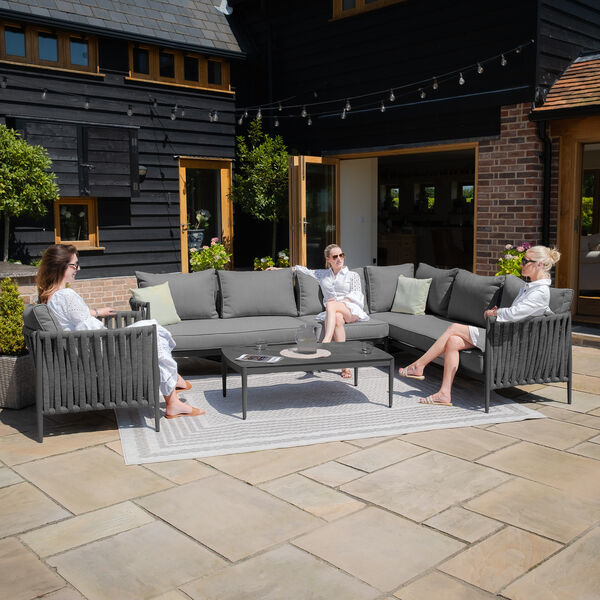 Maze - Milan Rope Weave Large Rectangular Corner with Coffee Table & Armchair - Charcoal product image