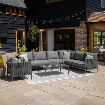 Maze - Milan Rope Weave Large Rectangular Corner with Coffee Table & Armchair - Charcoal product image