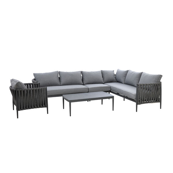 Maze - Milan Rope Weave Large Rectangular Corner with Coffee Table & Armchair - Charcoal product image