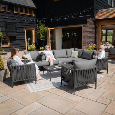 Maze - Milan Rope Weave Large Corner with Rectangular Coffee Table & 2 Armchairs - Charcoal product image